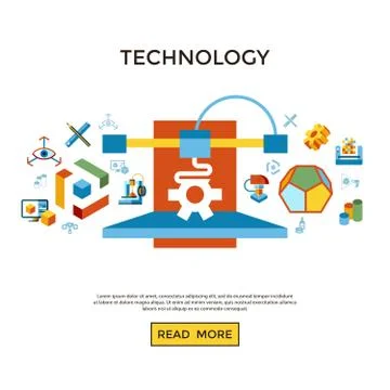 Digital vector 3d printing technology Stock Illustration