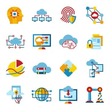 Digital vector artificial intelligence cloud icon Stock Illustration