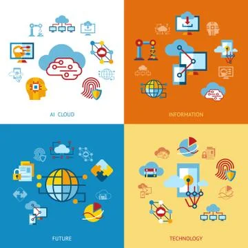Digital vector artificial intelligence cloud icon Stock Illustration