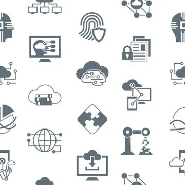 Digital vector artificial intelligence cloud icon Stock Illustration