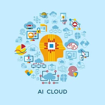 Digital vector artificial intelligence cloud icon Stock Illustration