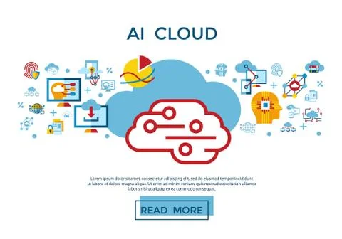 Digital vector artificial intelligence cloud icon Stock Illustration