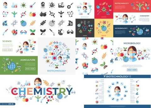 Digital vector biotechnology icons set イラスト素材