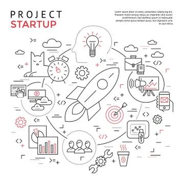 Digital vector black and red startup 스톡 일러스트