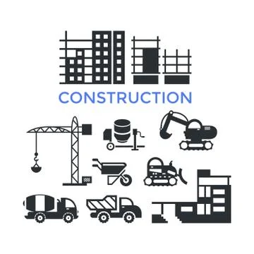 Digital vector black construction building Stock Illustration