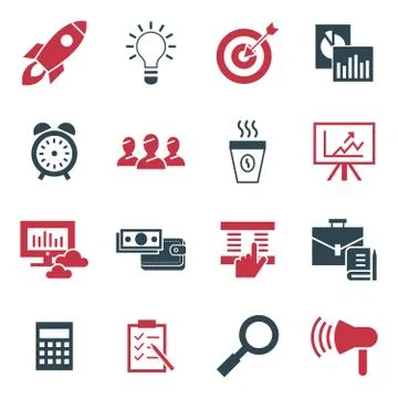 Digital vector black red startup icons 스톡 일러스트