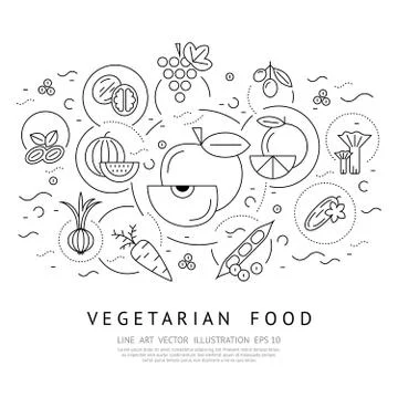 Digital vector black vegetable icons set Illustrazione stock