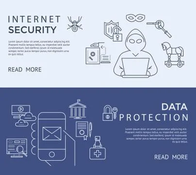 Digital vector blue internet security Illustrazione stock