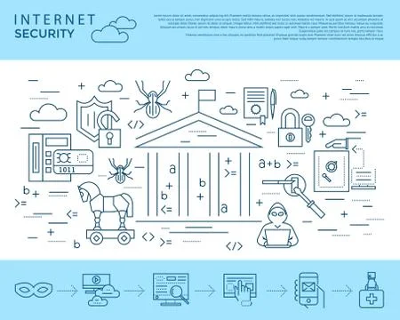 Digital vector blue internet security Illustrazione stock