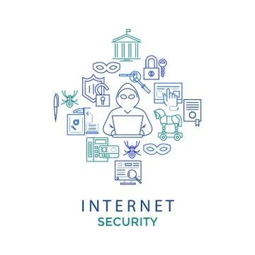 Digital vector blue internet security 스톡 일러스트