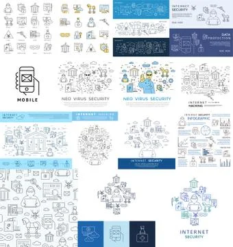 Digital vector blue internet security Illustrazione stock