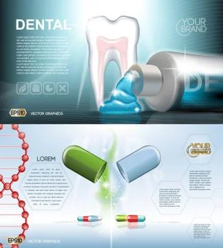 Digital vector blue medicine toothpaste 스톡 일러스트