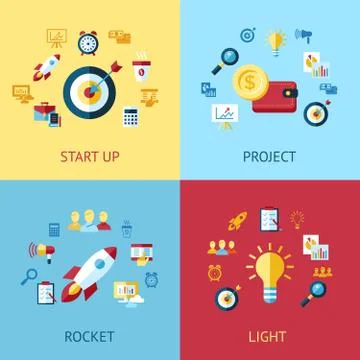 Digital vector blue red startup Stockillustratie
