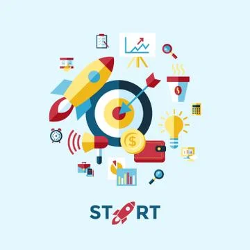 Digital vector blue red startup Illustrazione stock