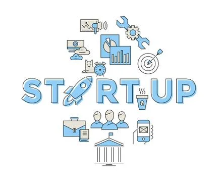 Digital vector blue red startup Illustrazione stock