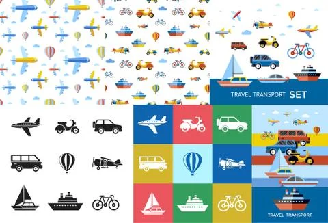 Digital vector blue red travel Stockillustratie