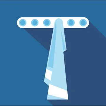 Digital vector blue towel on hanger in bathroom Stock Illustration