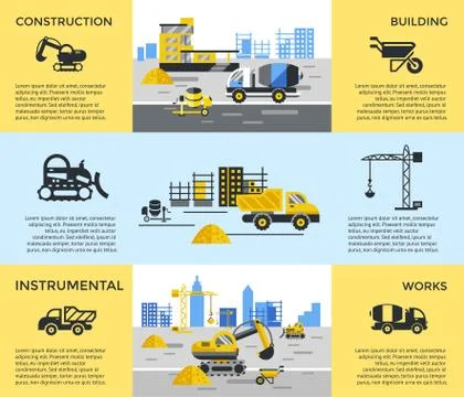 Digital vector blue yellow construction Stock Illustration