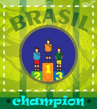 Digital vector brasil chapion, winners podium Stock Illustration