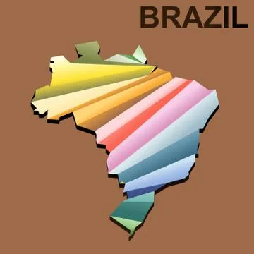 Digital vector brazil map with abstract colored イラスト素材