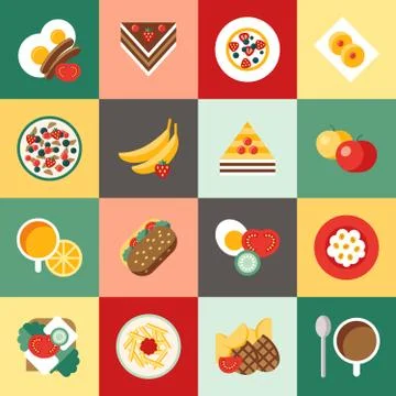 Digital vector breakfast meal fresh food and drink Stock Illustration