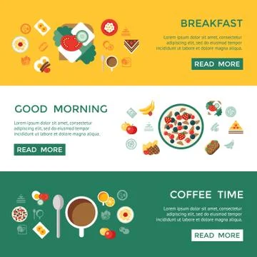 Digital vector breakfast meal fresh food and drink Stock Illustration
