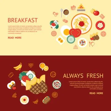 Digital vector breakfast meal fresh food and drink Stock Illustration
