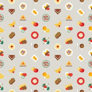 Digital vector breakfast meal fresh food and drink Stock Illustration