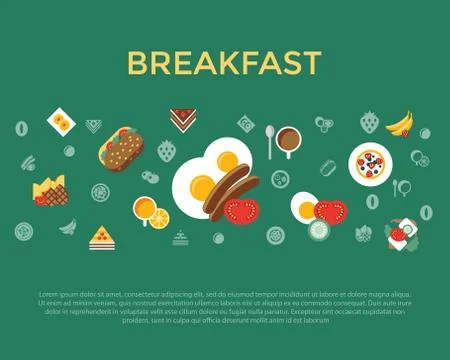 Digital vector breakfast meal fresh food and drink Stock Illustration
