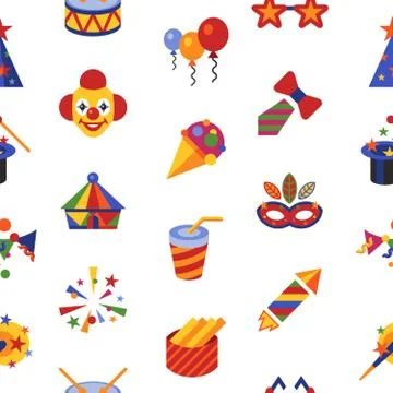 Digital vector carnival and circus simple icons Stock Illustration