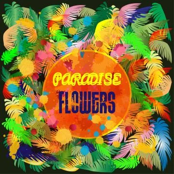 Digital vector colored paradise flowers background Illustrazione stock