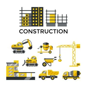 Digital vector construction building tracks Stock Illustration