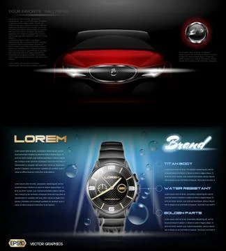 Digital vector dark silver classic man watch Stock Illustration