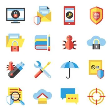 Digital vector data protection icon set Stock Illustration