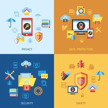 Digital vector data protection icon set イラスト素材
