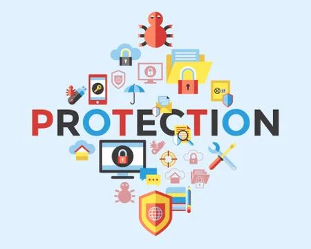 Digital vector data protection icon set 스톡 일러스트