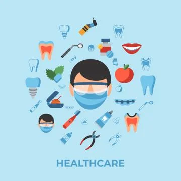 Digital vector dentistry simple icons Stockillustratie