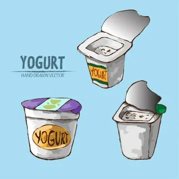 Digital vector detailed line art packed yogurt Stock Illustration