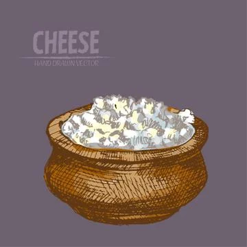 Digital vector detailed line art grated cheese Stock Illustration