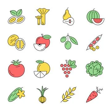 Digital vector green vegetable icons set Stock Illustration