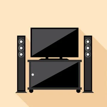 Digital vector hi-fi audio system with monitors Stock Illustration