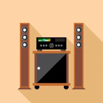 Digital vector hi-fi audio system with monitors Stock Illustration