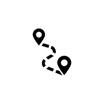 Digital vector icon illustrating a route with location pins, ideal for travel Stock Illustration