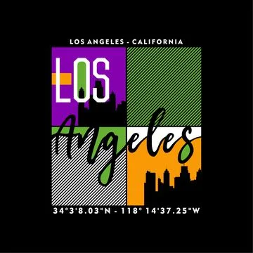 Digital vector illustration of a poster of Los Angeles, California on a black Illustrazione stock