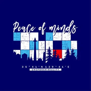 Digital vector illustration of a poster with the text 'Peace of minds' on a blue Illustrazione stock