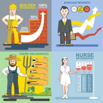 Digital vector infographics icon set, builder Stock Illustration