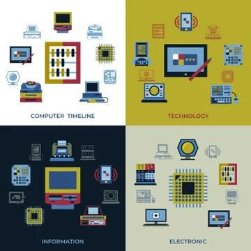 Digital vector personal computer timeline 스톡 일러스트