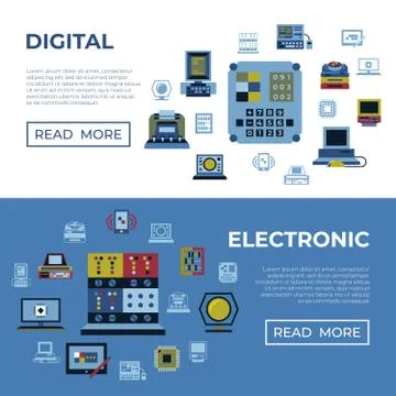 Digital vector personal computer timeline Stock Illustration