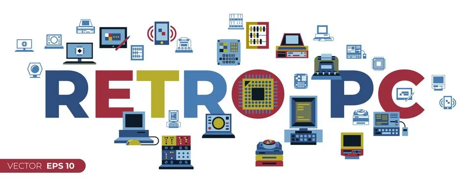 Digital vector personal computer timeline Illustrazione stock