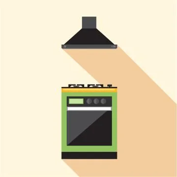 Digital vector picture green and orange kitchen Illustrazione stock